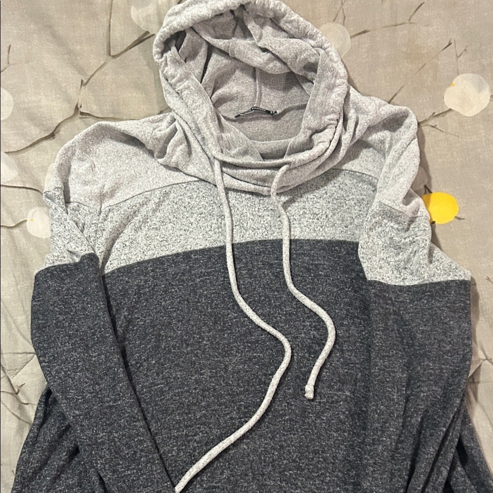 Pink Clover Gray and Black Cowl Neck Sweater